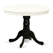 Pemberly Row Antique 36" Round Wood Dining Table in Linen White/Black