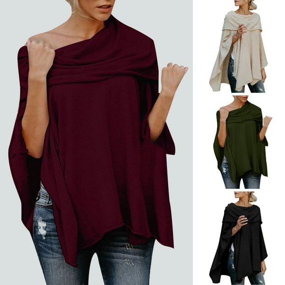 breaise Womens Soft Knit Tops Dressy Cold Shoulde Versatile Shawl Wrap Scarf Poncho Descuentos