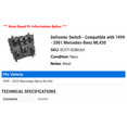 thumbnail image 2 of Defroster Switch - Compatible with 1999 - 2001 Mercedes-Benz ML430 2000, 2 of 2
