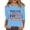 Blue, variant on Minjewel 250th Anniversary USA Summer Tops for Women - Fashionable Casual Three Quarter Sleeve Print Neck Sweater - USA Independence Day Pullover,Red S