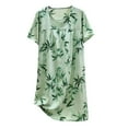 thumbnail image 1 of GPOECD Robe de Nuit d'Été pour Femmes à Manches Courtes, Col Rond, Mince, Grande Taille, Ample, Imprimée, Pyjama pour Femmes, Douce en Viscose, Tenue d'Intérieur 19_Green, Taille Unique, 1 of 4