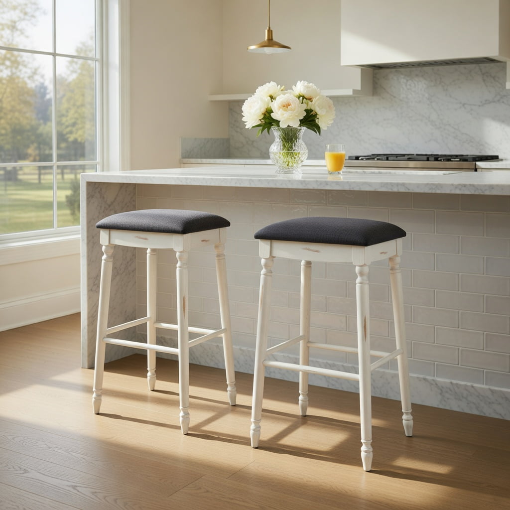 Resenkos 29 Inch Bar Stool Set of 2 with Padded Seat Cushions and Wood Legs-29 inches, Bar Height Stools, Bar Stools for Kitchen Island for Kitchen, Dining Room