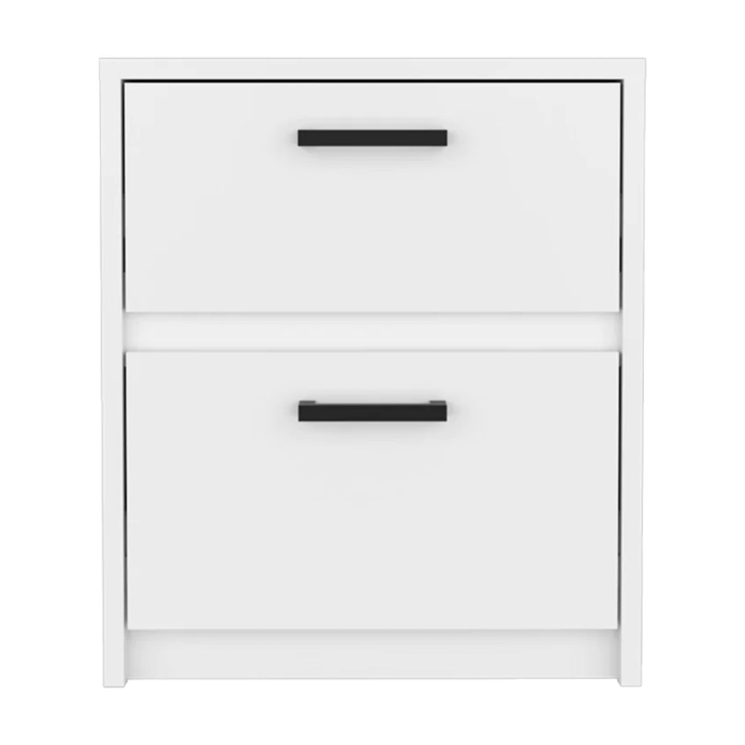 HomeRoots 19 in. Two Drawer Faux Wood Nightstand, White