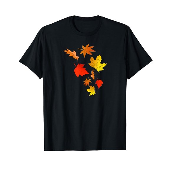 Autumn Fall Foliage Cotton Black T-Shirt