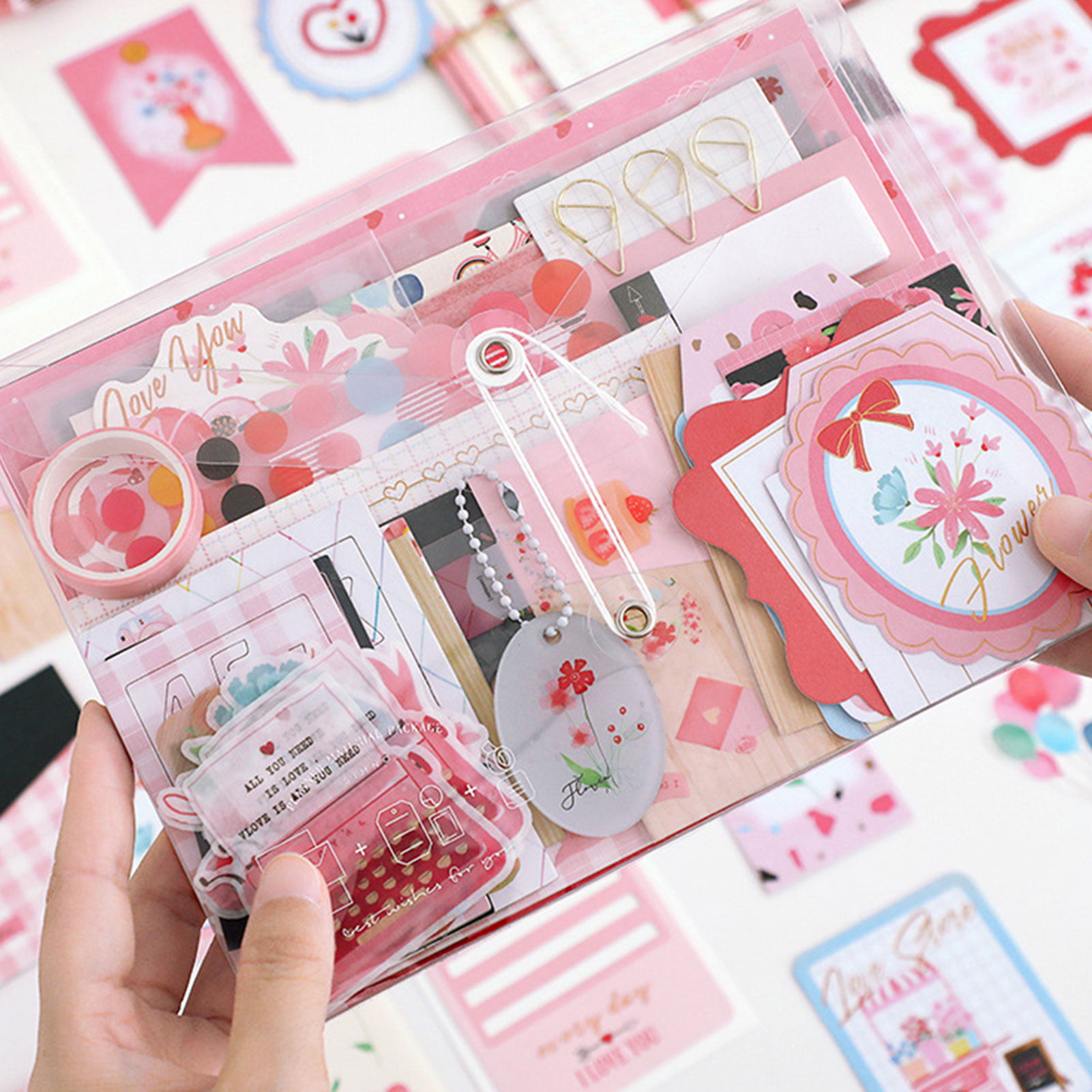 90pcs/pack Kawaii Scrapbooking Material Set Journaling Sticker Aesthetic  Washi Tape Planner Decoration …