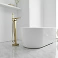 thumbnail image 2 of Single-Handle Floor Mount Freestanding Bathtub Faucet Waterfall Tub Filler with Handheld Shower in Brushed Gold, 2 of 11