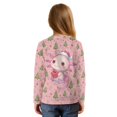 thumbnail image 2 of DISNIMO Axolotl Tree Print Girls Long Sleeve Shirts Kids Lace Up Tee Soft Pullover Tops Crew Neck Loose T Shirts Tunic Blouses, 2 of 8