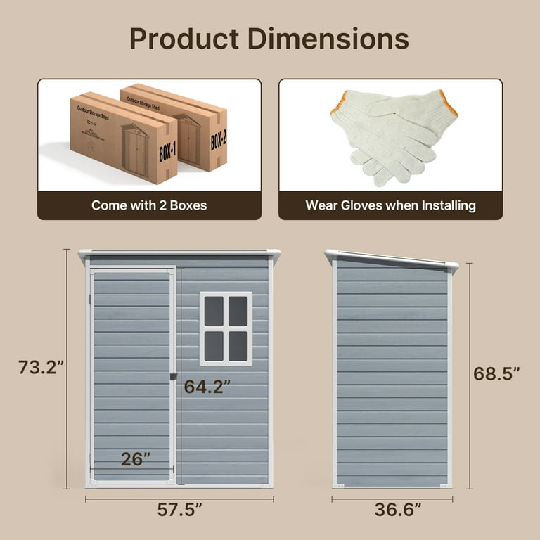 Lofka 5X3 FT Storage Sheds Outdoor with Floor - Lockable Tool Shed