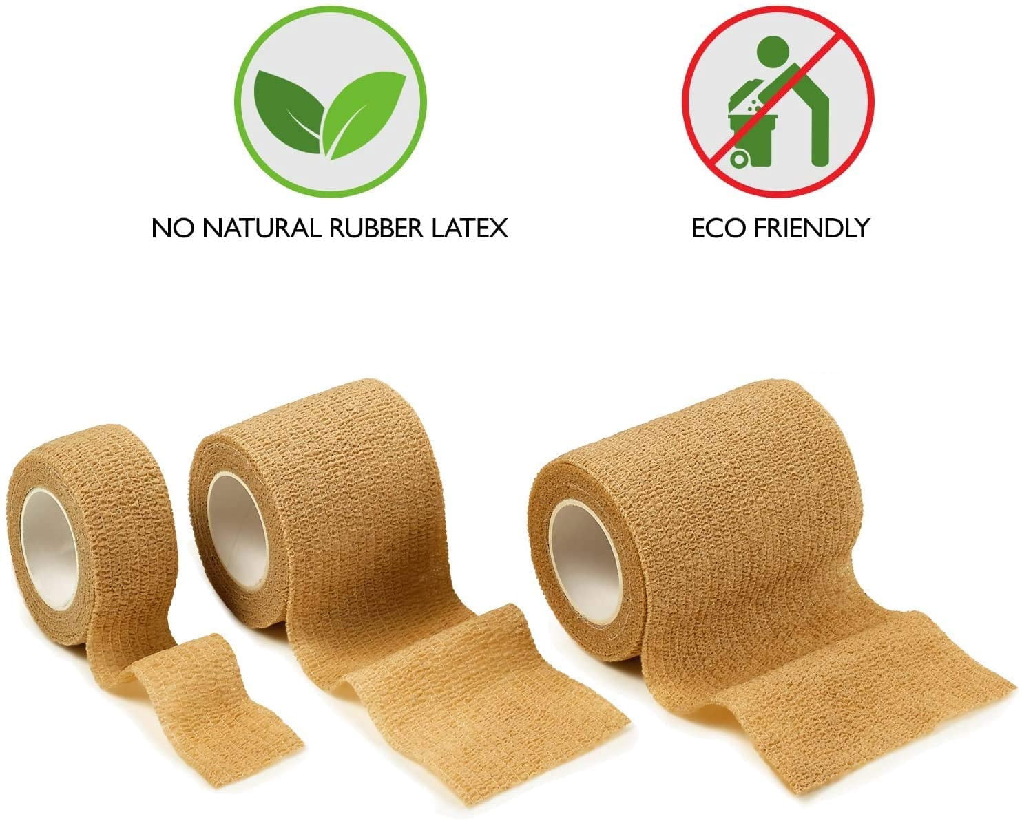 MEDca Self-Adhesive Cohesive Bandage Wrap, 1"-3" x 5 Yards, 18 Count, 3 Sizes