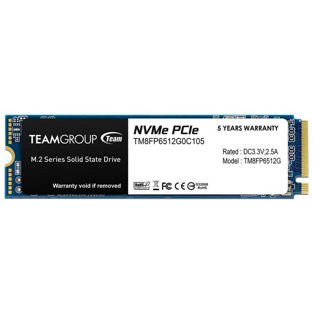 Unidad de Estado Sólido TeamGroup de 512GB, M.2 NVMe PCIe 3.0. TeamGroup TM8FP6512G0C101