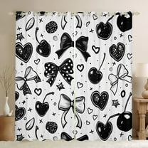 Castle Fairy Cute Polka Dots Bow Black Out Curtains for Teens Women Men,Kawaii Cherry Love Heart Curtains Pack Of 2 (42X63 Each),Love Heart Print Bedroom Curtains,Super Cozy Room Decor