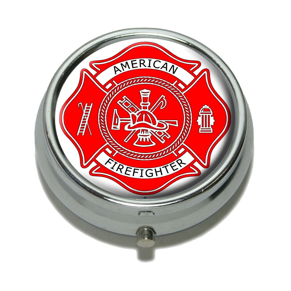 Firefighter Firemen Maltese Cross American Firefighter Red Pill Box
