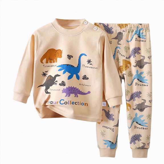UAYOTSE Childrens Comfortable and Breathable Long Sleeved Home Clothes Cute Cartoon Pattern Pajama Set,Sizes 3-6 Months
