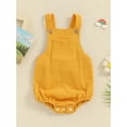 thumbnail image 2 of Suealasg Newborn Boy Girl Cotton Linen Romper Infant Baby Summer Cute Overalls Clothes 3M 6M 12M 18M 24M Sleeveless Square Neck Backless Jumpsuit, 2 of 9