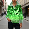thumbnail image 2 of TaTaai Womens St Patricks Day Print Long Sleeve Button Down Shirt Color Block Striped Collar Casual Blouse Loose Fit Holiday Top Gift, 2 of 7