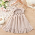 thumbnail image 6 of mgoYE Toddler Girl Dress Summer Clothes Linen Sleeveless Bow Dresses Plaid Dresses Casual Sundress 2-7T(Khaki,2-3 Years), 6 of 9