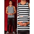 thumbnail image 4 of DARING DIVA Men's Stripes Tank Sleeveless T-Shirt Crew Neck Striped Vest M Black White, 4 of 6