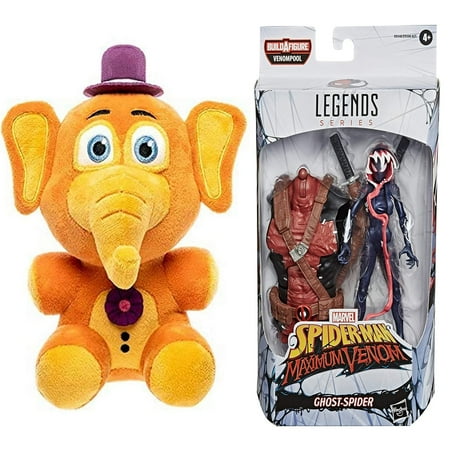 Five Nights at Freddy's Pizza Simulator - Orville Elephant Collectible Figure + Venom 6-inch Collectible Action Figure Toy Ghost-Spider Premium Design, Pack of 2