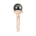 thumbnail image 3 of Angara Tahitian Cultured Pearl Bypass Ring with Diamond Trio in 14K Rose Gold for Women | June Birthstone Jewelry for Her, 3 of 8
