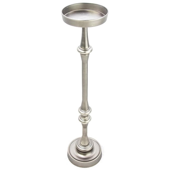 Pemberly Row Traditional Iron Metal Side Table in Brushed Silver