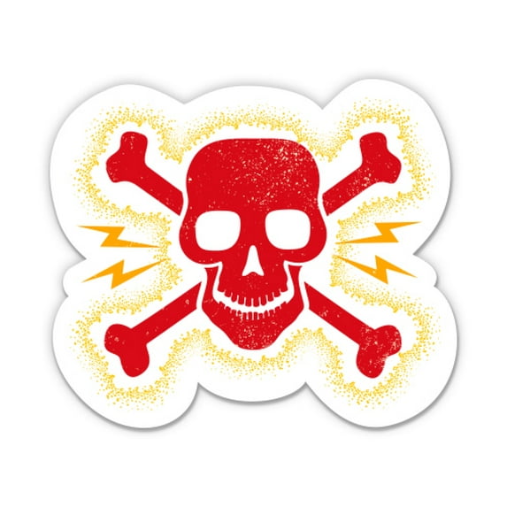Skull Zap Electric Lighting Bolts - 3" Vinyl Sticker - For Car Laptop I-Pad Phone Helmet Hard Hat - Waterproof Decal