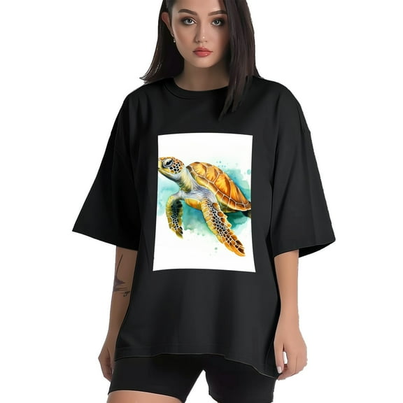 Plus Size Shirt for Women Black Tops for Women Short Sleeves Shirt for Women Turtle T Shirt Crewneck Shirt for Women XS
