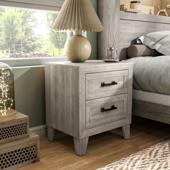 Furniture of America Garrison 2-Drawer Wood Nightstand, Washed White