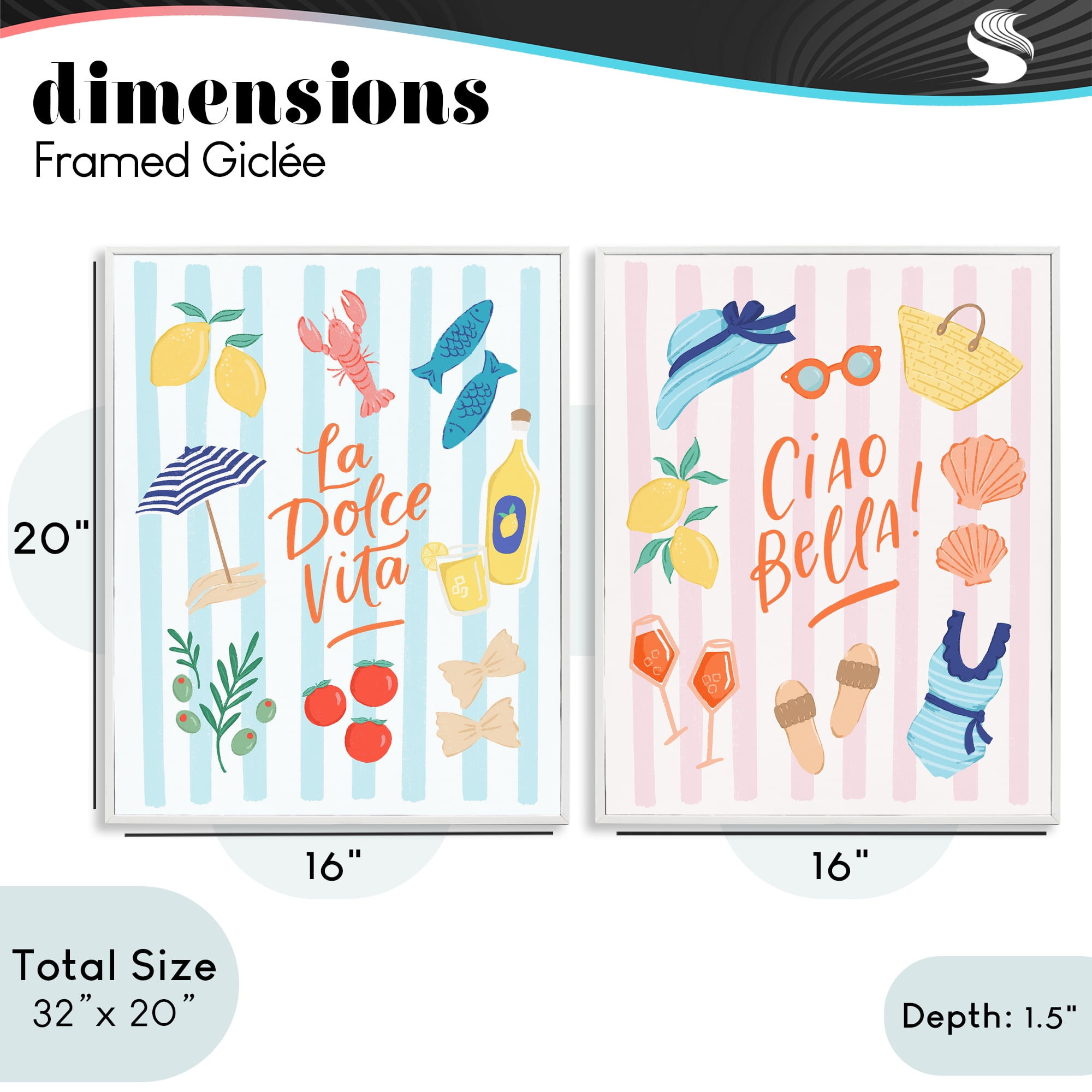Stupell Industries Summer Italian Vacation 2 Piece White Framed Giclee Art Set, design by Sandra Picco