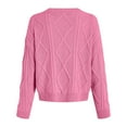 thumbnail image 5 of vigerkar Women's Oversized Crewneck Cable Knit Sweaters Fall Fashion Clothes (Pink, 3XL), 5 of 5