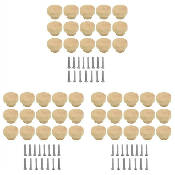 45 Pomos de Madera para Cajones, Pomos para Muebles, Pomos de Madera para Armarios y Cajones, Pomos Redondos de Madera