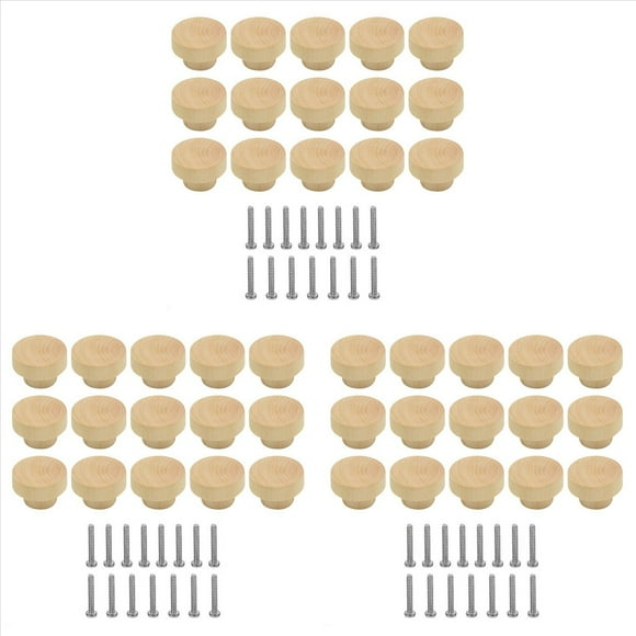 45 Pomos de Madera para Cajones, Pomos para Muebles, Pomos de Madera para Armarios y Cajones, Pomos Redondos de Madera