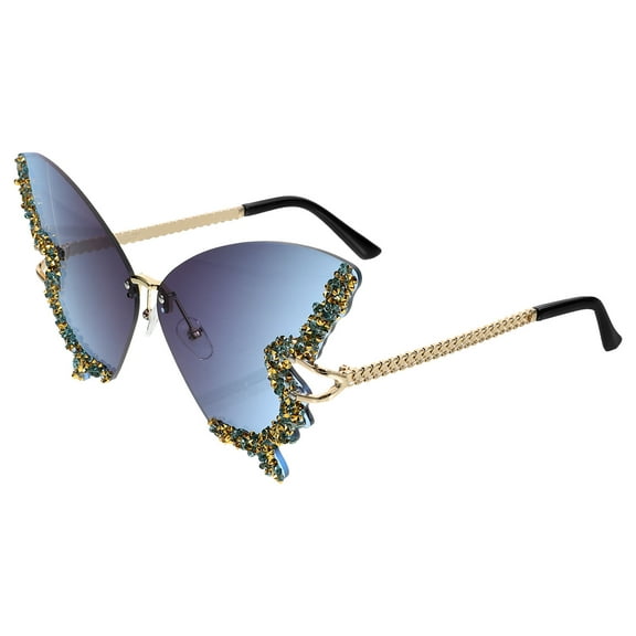 EXHUMKY Women's Rhinestone Butterfly Sunglasses PC Lens Enhanced Clarity Festival Back to School Fashion Eyewear