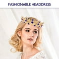 thumbnail image 3 of HLONK Couronne Ronde Rétro Couvre-Chef de Mariage Couronne Strass Mariée Miss Bleu, 3 of 8