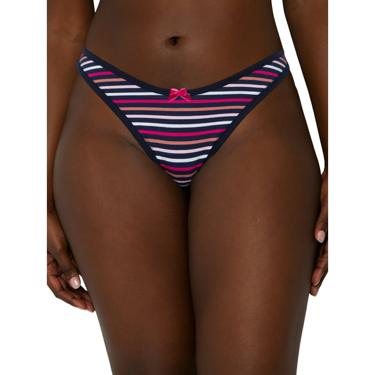 No Boundaries Solid Printed Striped Bikini Cheeky High Cut Panty (Women's  or Juniors) 4 Pack 