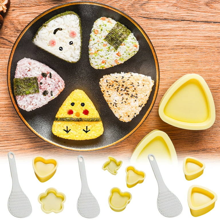 LINASHI 1 Set Sushi Maker with Meal Spoon Triangle Onigiri Rice Ball Mold  Kit for DIY Children Bento Sushi Set Kitchen Tool 