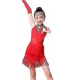 thumbnail image 5 of Trajes de baile para niñas yuxing Vestido de cha cha falda de tango rojo 160, 5 of 5