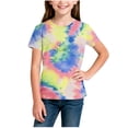 thumbnail image 4 of Spazoro Girls Graphic T-Shirts Tees, Tie Dye Short Sleeve Round Neck Casual Tops for Kids Blue Size 7-8, 4 of 5