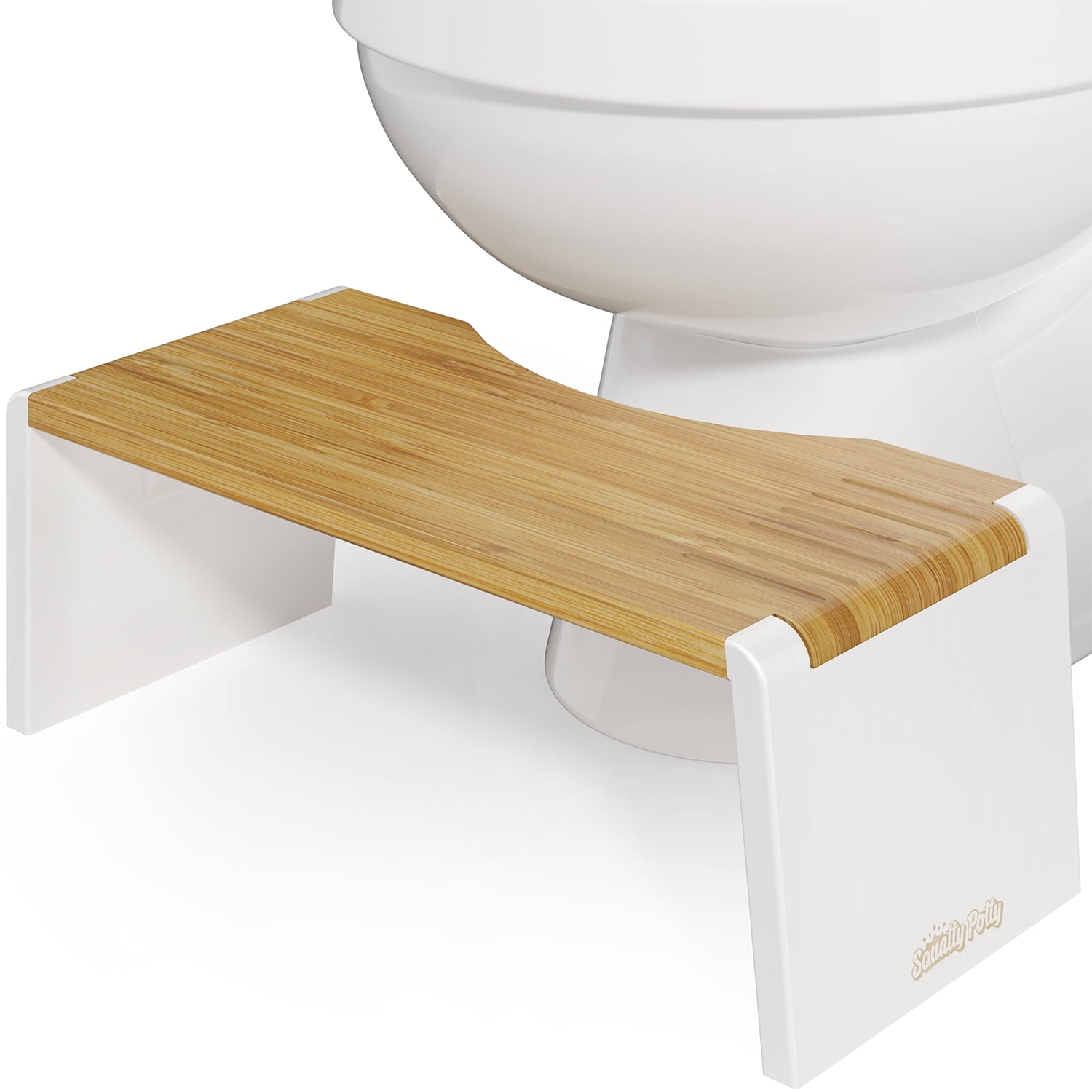 QIANGGAO Squatting Toilet Stool Fodable Bamboo Wood Bathroom Poop Stool Four gear Adjustable for Adults Potty Step Stool for Toilet Posture and Healthy Release One Pair 
