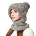 thumbnail image 6 of WZXFASHION 3-in-1 Knit Hat Scarf and Ear Flap Combo Color Block Winter Bomber Hat for Women and Men Grey One Size, 6 of 6
