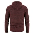 thumbnail image 4 of Brondbend Men Coat Jacket for Men Hooded Long Sleeved Zipper Pocket Outerwear Solid Color Warm Jacket Loose Fit Weekend Tops Wine, 4 of 4