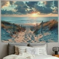 thumbnail image 2 of Creowell  Ocean Beach Scenic Tapestry Nature Blue North Holland Brown Sundown Blue Sky Seaside Costal Scenery Landscape Sand Vivid Wall Hanging Indigenous Bedroom Living Room 40x60inch, 2 of 6