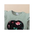 thumbnail image 5 of Qiylii Girls Fall Clothes Set, Heart Pullover Tops+Floral Trousers+Headdress, 5 of 8