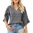 thumbnail image 1 of Fiudx Ofertas de La Semana Camisa de Manga Corta con Estampado de Gasa Holgada para Mujer, 1 of 3
