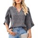 thumbnail image 3 of Camisas de Verano para las Mujeres, Top de Manga Corta Impresa de Gasa Suelta Hecha de Poliéster Ligero para Uso Diario, Top de Verano de las Mujeres, 3 of 3