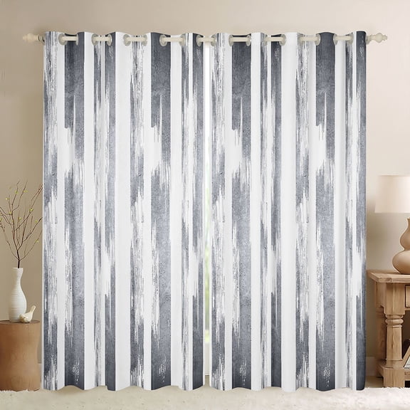 jejeloiu Modern Abstract Geometric Black Out Curtains,Gray Stripe Curtains Pack of 2 (42x63 Each) For Girls Boys