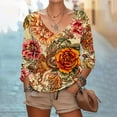 thumbnail image 2 of HAPIMO Women' Plus Size Fashion Clothes Flower Print Tops Elegant Blouses Scoop Neck Tees Casual Loose Flowy Summer Tops for Women Dressy Tunic Multicolor S, 2 of 5