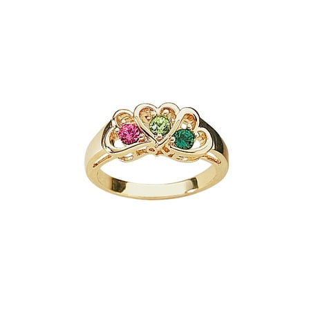 Personalized Daughter&amp;#39;s Heart Birthstone 14kt Gold-Tone Ring