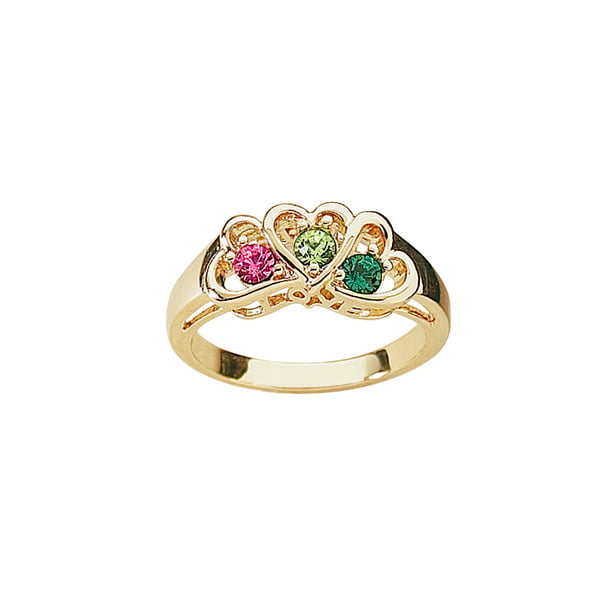 Personalized Daughter's Heart Birthstone 14kt GoldTone Ring