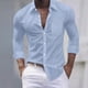 thumbnail image 1 of Blusa y camisa de manga larga con cuello vuelto para hombre, cárdigan de manga larga con solapa y botones, bolsillo, blusa de moda, camisa para hombre, parte superior de poliéster, 1 of 3