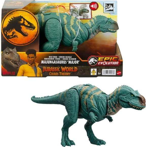 Jurassic World Wild Roar Majungasaurus Dinosaur Action Figure Toy, Chomp Attack & Sound